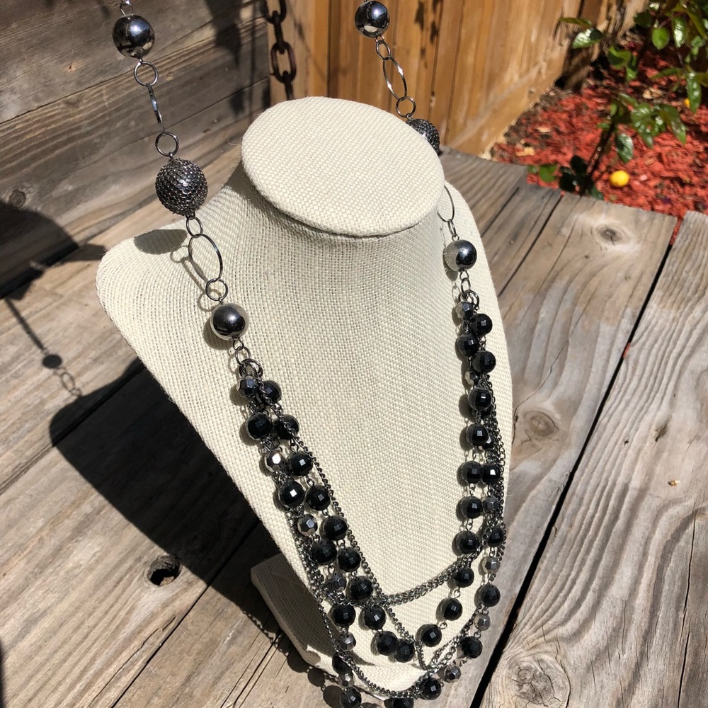 EXPRESS long black beaded necklace